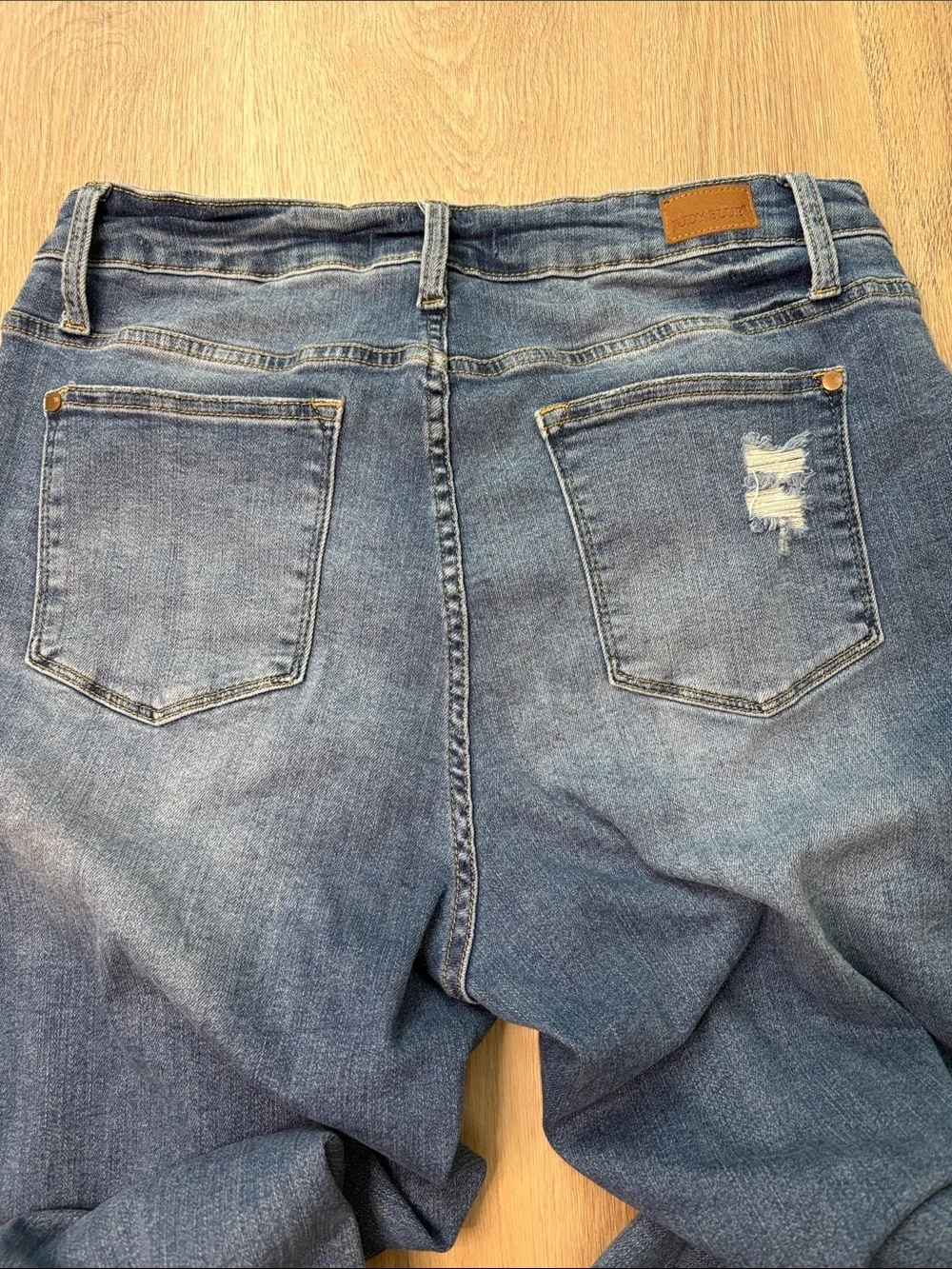 Judy Blue High Waist Cuffed Distressed Boyfriend Jeans Size 16W blue denim comfy